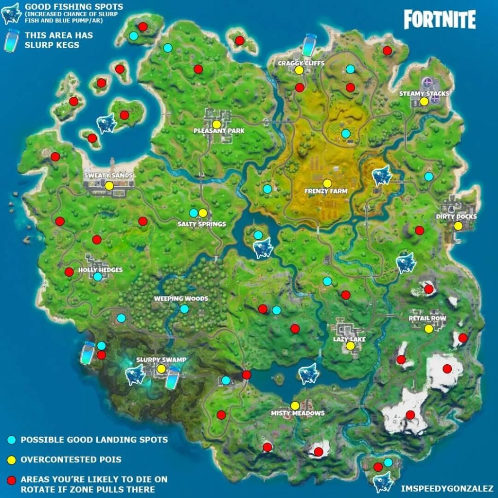 Mapa Fortnite Sezon 1 Rozdział 2 Jakie miejscówki są najlepsze? Gdzie latać w 2 rozdziale Fortnite